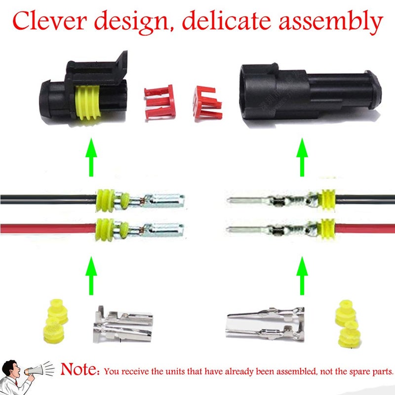 YETOR Way Car Waterproof Electrical Connector,16 AWG 2 pin Plug Auto Electrical Wire Connectors for Car, Truck, Boat, and Other Wire Connections.(5 Pack)Â¡Â­ - Image 2